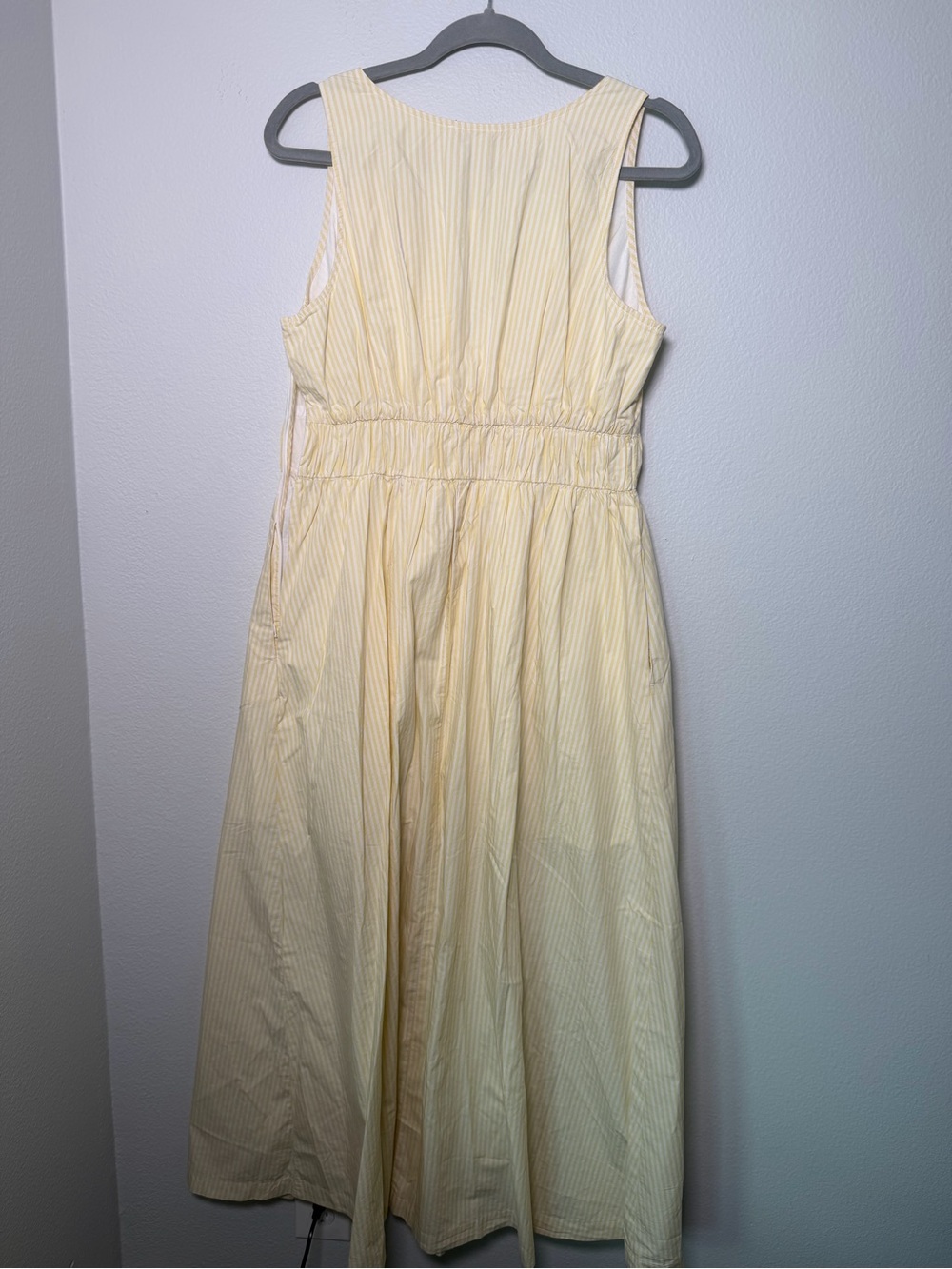LOFT NWT Butter Yellow Striped Cotton V-Neck Maxi Dress Size 8 - Picture 6 of 10